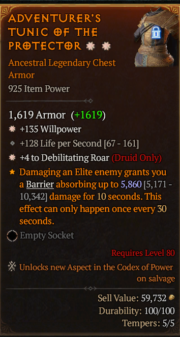 Diablo 4 Season Legendary Items Chest Armor